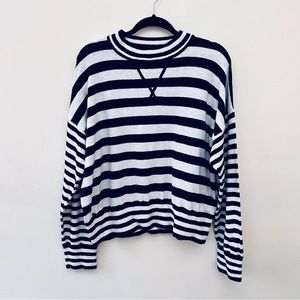 Madewell striped relax mock neck sweater size XXL